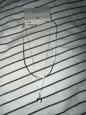 H&M Double-Layer Silver Crescent Necklace